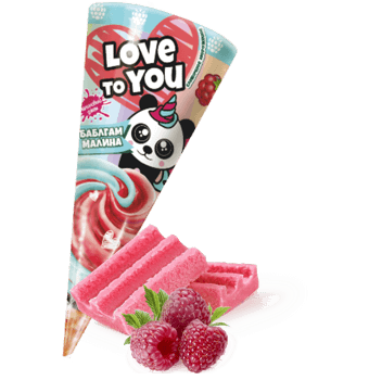 Love to you сливочное мороженое баблгам-малина с малиновым джемом в сахарном рожке