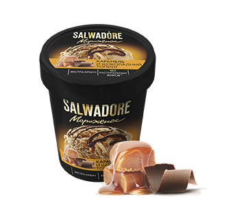 сливочное карамельное мороженое с шоколадным топингом и карамелью кранч